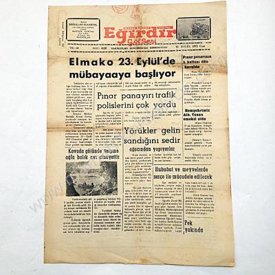 Eğirdir Göl Sesi  gazetesi, 15 Eylül 1972 Eğirdir - Efemera
