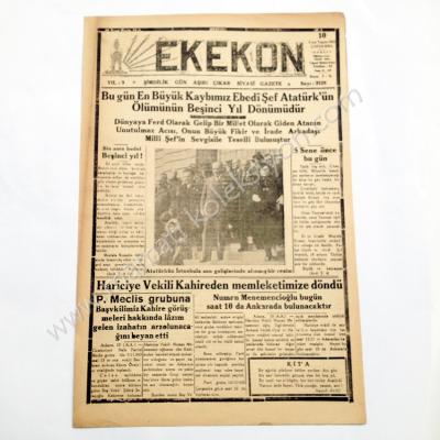 Ekekon gazetesi, 10 2.teşrin 1943 10 Kasım gazeteleri Konya - Efemera