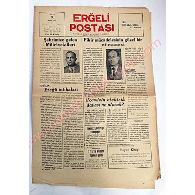 Ereğli Postası gazetesi, 9 Eylül 1951 Karadeniz Ereğli - Efemera