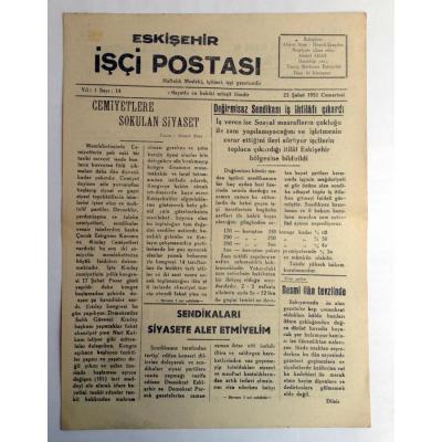 Eskişehir İşçi Postası gazetesi - 23 Şubat 1952 - Efemera