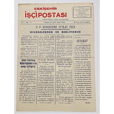 ESKİŞEHİR İşçi Postası gazetesi, 26 Ocak 1952 - Efemera