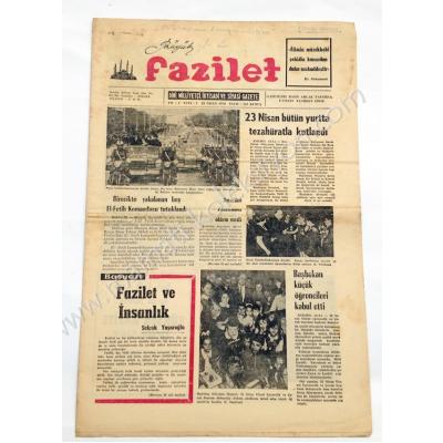 Fazilet gazetesi, 28 Nisan 1970, Sayı:1 A.P., Süleyman DEMİREL, Adalet Partisi - Efemera
