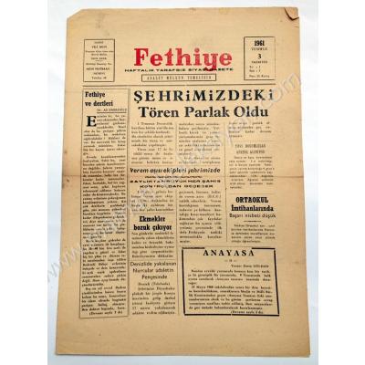 Fethiye gazetesi, 3 Temmuz 1961 Sayı:3 - Efemera