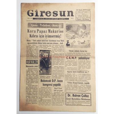 Giresun gazetesi, 30 Ocak 1959 - Efemera