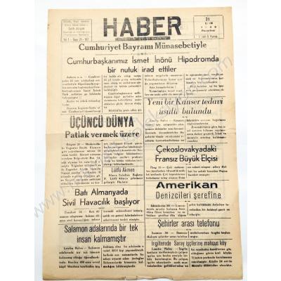 Haber Gündelik Siyasi Gazete, 31 Ekim 1949, Sayı:21 Giresun - Efemera