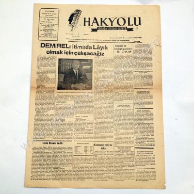 Hakyolu gazetesi, 22 Ekim 1969 Bursa - Efemera