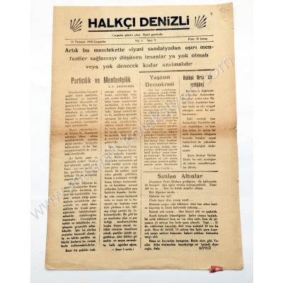 Halkçı Denizli gazetesi, 12 Temmuz 1950, Sayı:9 - Efemera
