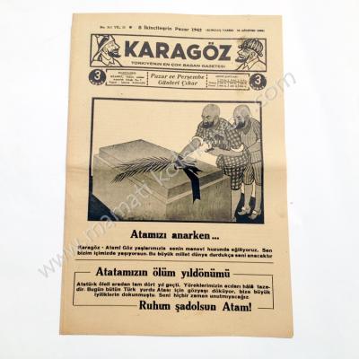 Karagöz gazetesi, 8 İkinciteşrin 1942 10 Kasım gazeteleri - Efemera