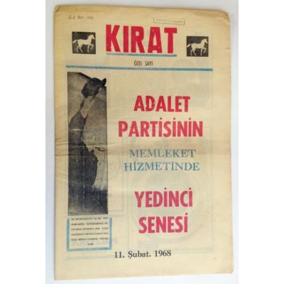 Kırat gazetesi, 11 Şubat 1968 Adalet Partisi, Süleyman DEMİREL - Efemera