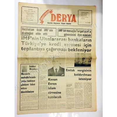 Mersin Derya gazetesi, 12 Ocak 1984 Mersin - Efemera