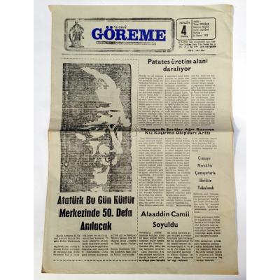 Nevşehir Göreme Gazetesi 10 Kasım 1988 10 Kasım - Efemera