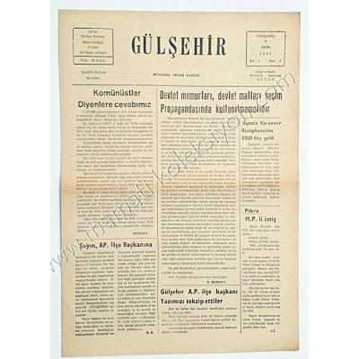 Niğde, Gülşehir gazetesi, 6 Ekim 1965 - Sayı:4 - Efemera