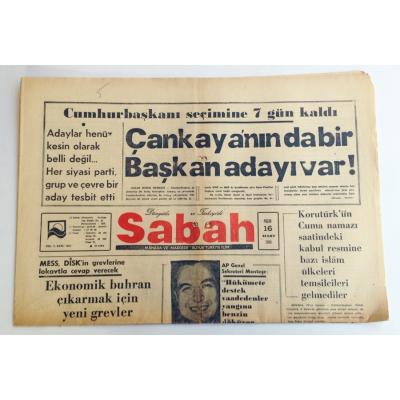 Sabah gazetesi, 16 Mart 1980 - Efemera