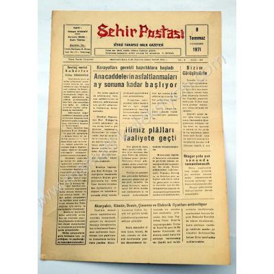Şehir Postası gazetesi, 8 Temmuz 1971 Sayı:265 Tekirdağ - Efemera