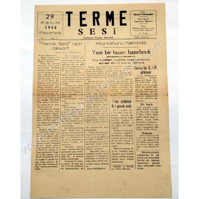 Terme sesi gazetesi, 29 Kasım 1954, Sayı:1 - Efemera