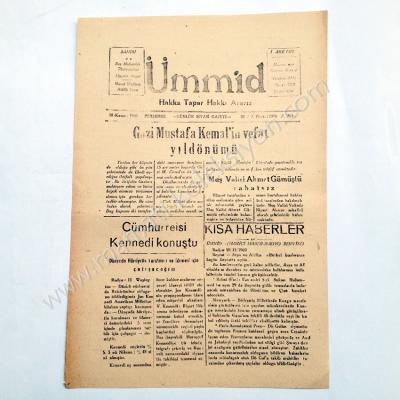 Ümmid gazetesi, 10 Kasım 1960 10 Kasım gazeteleri Diyarbakır - Efemera