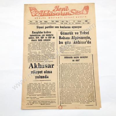 Yeni Akhisarın Sesi, gazetesi, 27 Kasım 1987 Manisa, Akhisar - Efemera