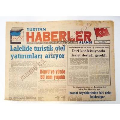Yurttan Haberler Ajansı gazetesi - Mayıs 1989 - Efemera