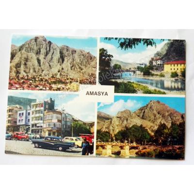 Amasya Şehirden 4 muhtelif görünüş - Kartpostal Amasya Tuna color kartpostalları