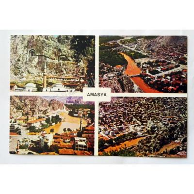 Amasya Şehirden dört muhtelif görünüş - Kartpostal Amasya Tuna color kartpostalları
