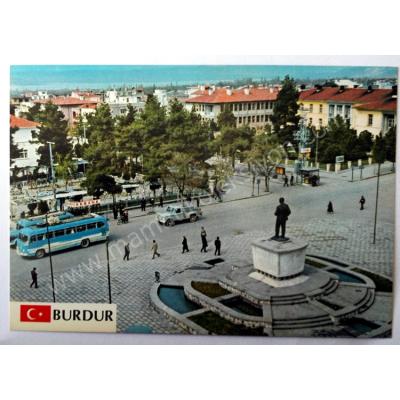 Burdur Cumhuriyet meydanı ve umumi görünüş - Kartpostal  Keskin Color