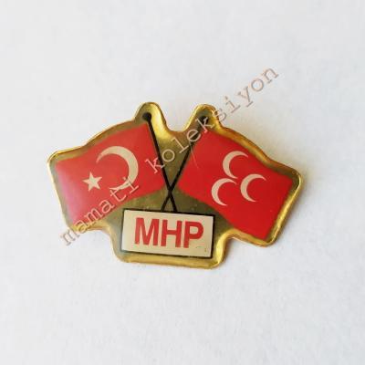 M.H.P. Milliyetçi Hareket Partisi ve Türk Bayrağı - Rozet  