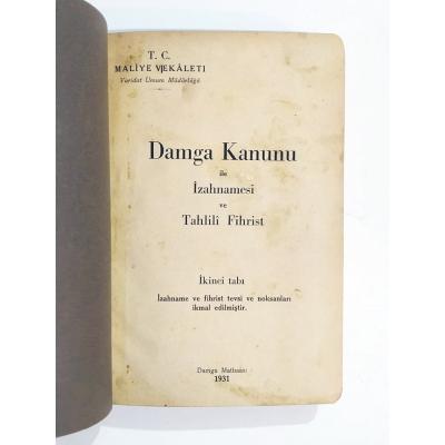 Damga kanunu izahnamesi ve tahlili fihristi / 1939 - Kitap