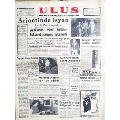 17-18 Haziran 1955 tarihli, Kesikbaş cinayeti haberli, 2 adet Ulus gazetesi  