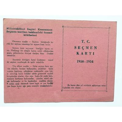 1950 - 1954 Seçmen kartı - Efemera