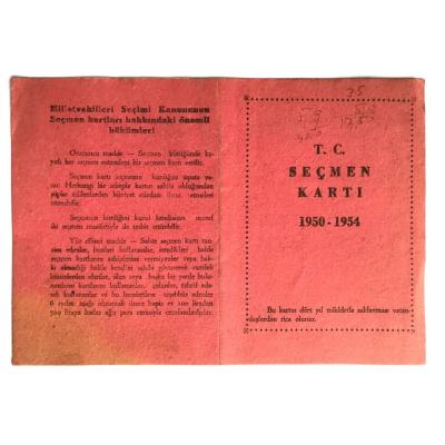 1950 - 1954 Seçmen kartı / Mimar Cemil TOROL