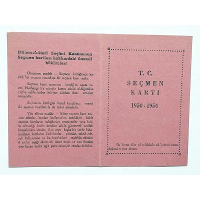 1950 - 54 / Cankurtaran Seçmen kartı - Efemera