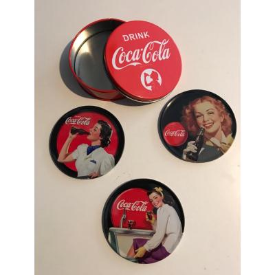 3 adet Coca Cola metal bardak altlığı