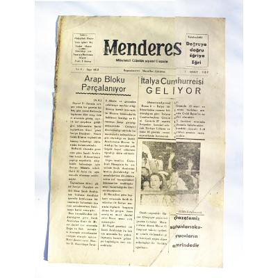 Afyon Menderes gazetesi  4 Mart 1957 - Eski Gazete