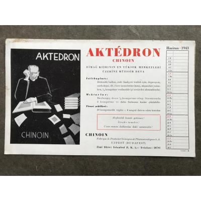 Aktedron - Chinoin 1943 yılı, kurutma kağıdı takvim