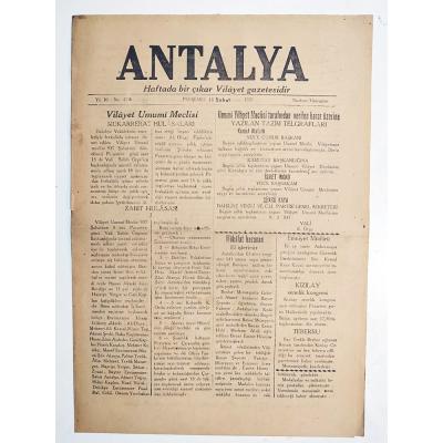 Antalya gazetesi 11 Şubat 1937 - Eski Gazete