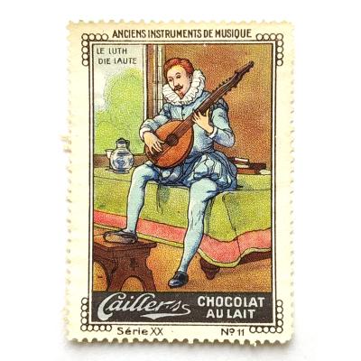 Antik müzik aletleri - Lavta / Cailler's çikolata reklam pulu