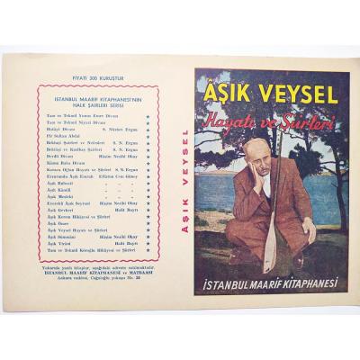 Aşık Veysel Hayatı ve Şiirleri - İstanbul Maarif Kitaphanesi / Kitap kapağı