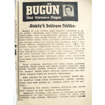 Ataköy'ü bekleyen tehlike / Ülkü GÜRTUNCA ONGUN - 18,2,1958 Gazetelerden