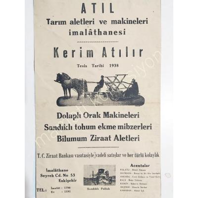 Atıl Tarım aletleri ve makineleri imalathanesi ESKİŞEHİR - Gazete, dergi reklamı