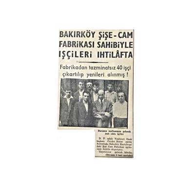 Bakırköy Şişe Cam - 1960 tarihli gazete