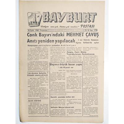 Bayburt Postası 26 Eylül 1968 - Gazete
