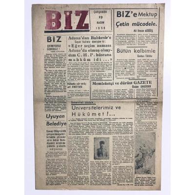 Biz Gazetesi - 19 Kasım 1958