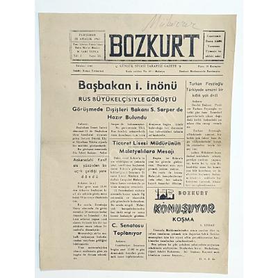 Bozkurt Günlük Siyasi Tarafsız Gazete 28 Aralık 1961 MALATYA - Gazete