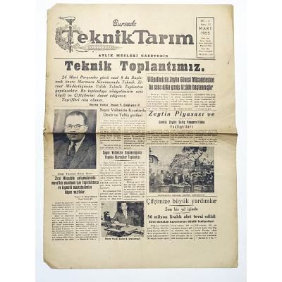 Bursada Teknik Tarım gazetesi Mart 1955 - Gazete