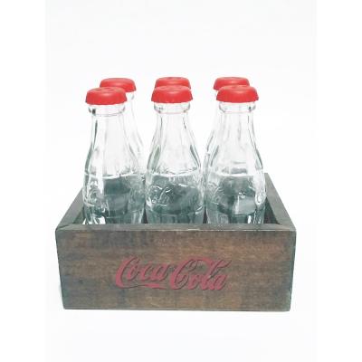 Coca Cola 6 adet tuzluk biberlik şişe ve ahşap kasa