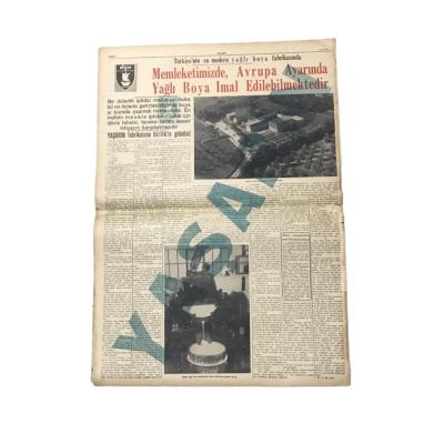 DYO Fabrikası - Tam sayfa haber / 1 Ekim 1956 tarihli Ticaret Gazetesi