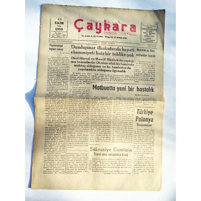 Demokrat Çaykara Gazetesi 23 Ekim 1959 - Eski Gazete