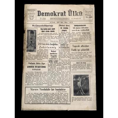 Demokrat Ülkü Gazetesi / Gaziantep - 4 Ekim 1950