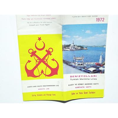 Denizyolları 1972 yılı Sefer ve yolcu ücret tarifesi - Efemera 