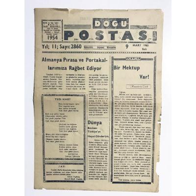 Doğu Postası Gazetesi - ARTVİN / 9 Mart 1965